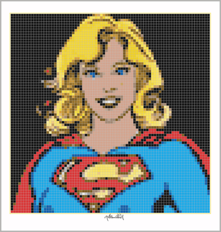 Supergirl, Pop Art, Comic Art, Art of Bricks, Brickart, Kunst mit Lego Steinen, Legokunstwerk, Legokunst, Lego Art, Legoart, Legokunst, Bilder aus Legosteinen