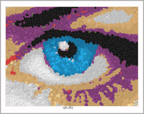 Blaue Augen, Lange Wimpern, Kunstbild Auge, Augenarztpraxis, Ausstellung Augen